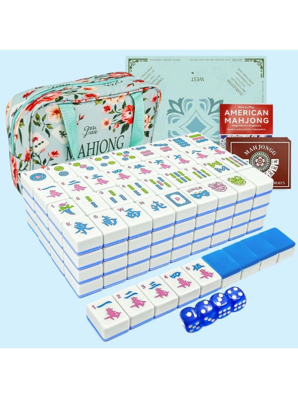 Cute Mini Mahjong Tile Set - 166 Colorful Tiles (1.2”) for Fun Game Nights